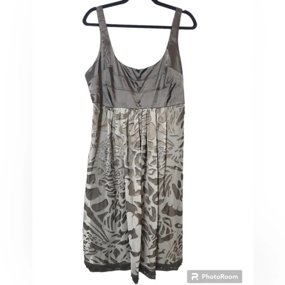 NWT Nicole Miller Beautiful FairyCore  Coquette Silver Gray Floral Dress Size 14